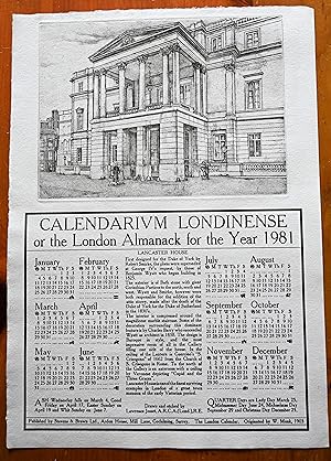 Seller image for Calendarium Londinense, or the London Almanack for the Year 1981 : Lancaster House for sale by BiblioFile
