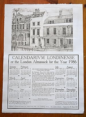 Calendarium Londinense, or the London Almanack for the Year 1986 : Sir Christopher Wren's House, ...