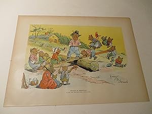 Imagen del vendedor de 1896 Judge Lithograph of "See-Saw in Bearville" - Pa,Ma, and the Cubs have a lot of fun - Family of Bears at Play a la venta por rareviewbooks