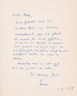 Die Maschinen. Gedichte. (Mit Widmung und Signatur des Autors!). Aus dem Schwedischen übersetzt v...