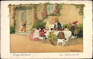Bild des Verkufers fr Knstler Ansichtskarte / Postkarte Ebner, Pauli, Puppenhochzeit, Das Hochzeitsmahl zum Verkauf von akpool GmbH