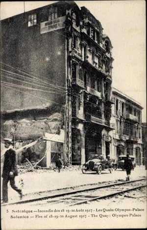 Immagine del venditore per Ansichtskarte / Postkarte Thessaloniki Griechenland, Incendie en 1917, Les Quais, Olympos Palace venduto da akpool GmbH