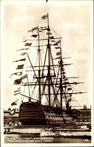 Image du vendeur pour Ansichtskarte / Postkarte Portsmouth Hampshire England, Britisches Kriegsschiff, HMS Victory, reconstructed 1928 mis en vente par akpool GmbH