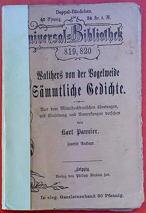 Seller image for Walthers von der Vogelweide Smmtliche Gedichte. Zweite Auflage. Universal-Bibliothek Nr. 819 / 820 for sale by biblion2