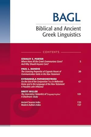 Bild des Verkufers fr Biblical and Ancient Greek Linguistics, Volume 9 [Soft Cover ] zum Verkauf von booksXpress