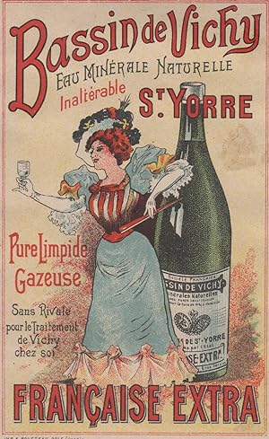 "BASSIN de VICHY St YORRE Eau Minérale" Etiquette-chromo originale (entre 1890 et 1900)