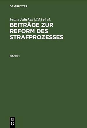 Seller image for Beitr ¤ge zur Reform des Strafprozesses Beitr ¤ge zur Reform des Strafprozesses (German Edition) [Hardcover ] for sale by booksXpress