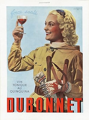 "DUBONNET : NOËL 1938" Annonce originale entoilée Illustrée par L'IDÉE PUBLICITAIRE et parue dans...