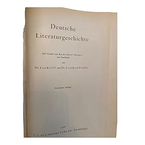 Seller image for DEUTSCHE LITERATUR GESCHICHTE. for sale by Nostalgie Salzburg