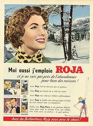 "BRILLANTINE ROJA" Annonce originale entoilée parue dans PARIS-MATCH (années 50)