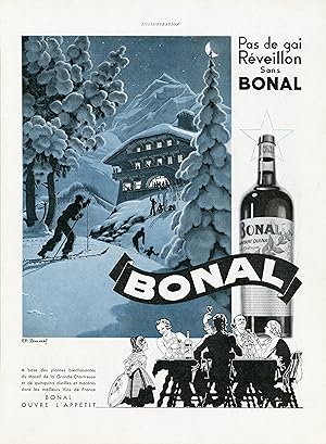 "BONAL ouvre l'appétit" Annonce originale entoilée Illustrée par Charles LEMMEL et parue dans L'I...
