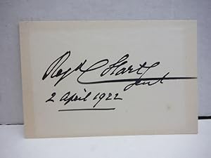 SIR RAYMUND GEORGE HART, autographed card dated 2 April 1922
