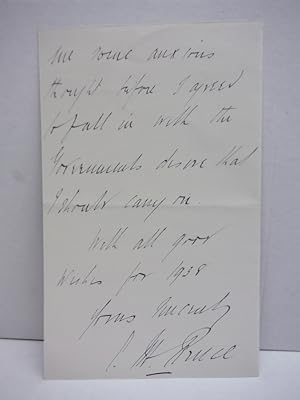 STANLEY MELBOURNE, VISCOUNT BRUCE - Signed letter January 5, 1938, with LOA