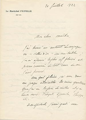 Émile FAYOLLE militaria colonisation Maroc Tunisie L. Bertrand lettre autographe