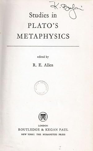 Imagen del vendedor de Studies in Plato's Metaphysics a la venta por Goulds Book Arcade, Sydney