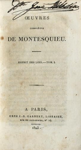 Image du vendeur pour OEUVRES COMPLTES DE MONTESQUIEU. mis en vente par Livraria Castro e Silva