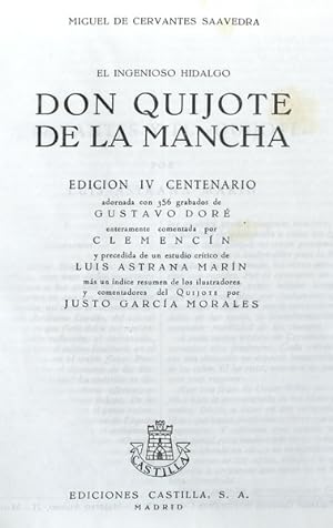 EL INGENIOSO HIDALGO DON QUIJOTE DE LA MANCHA. [ED. 1947]