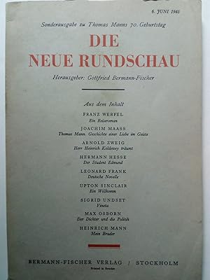 Immagine del venditore per Die Neue Rundschau - Sonderausgabe zu Thomas Manns 70. Geburtstag - 6. Juni 1945. Reprint venduto da Versandantiquariat Jena