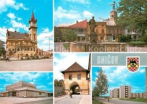Postkarte Carte Postale 73742079 Unicov Maehrisch-Neustadt CZ Radnice Nam 9 kvetna s kasnou Kino ...