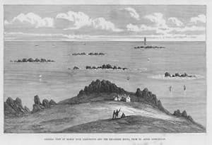 Seller image for 1875 Antique Print - CORNWALL Railway St Agnes Bishop Rock Lighthouse (100) for sale by Antique Paper Company