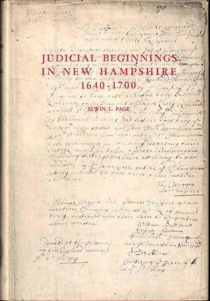 Seller image for Judicial Beginnings in New Hampshire 1640-1700 for sale by Kenneth Mallory Bookseller ABAA