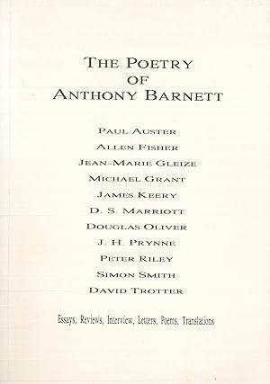 The poetry of Anthony Barnett [Paperback]