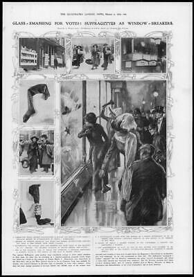 Imagen del vendedor de 1912 LONDON Suffragettes Bow Street Regent Street Oxford Street Window Break(96) a la venta por Antique Paper Company