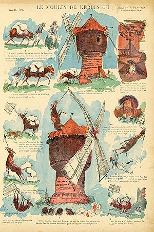 "LE MOULIN DE KERBINIOU" Planche originale entoilée IMAGERIE QUANTIN (avant 1900) / Typo-litho pa...
