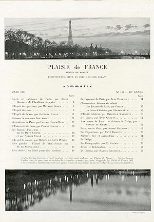 "TOUR EIFFEL : PLAISIR DE FRANCE MARS 1951" Annonce originale entoilée / Photo MOLINARD