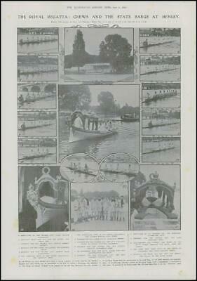 Seller image for 1912 OXFORDSHIRE Henley Regatta State Barge Thames Cup Wyfold Cup Crews (76) for sale by Antique Paper Company