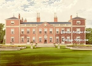 Euston Hall Mansion Fakenham Suffolk 1870s COLOR PRINT