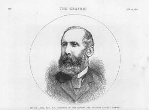 Seller image for 1875 Antique Print - PEOPLE SAMUEL LAING CHAIRMAN LONDON BRIGHTON RAILWAY (G028) for sale by Antique Paper Company