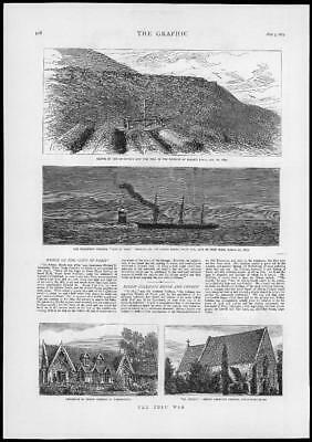 Seller image for 1879 - Antique Print SOUTH AFRICA Zulu War Rorkes Drift Steamer False Bay (255) for sale by Antique Paper Company