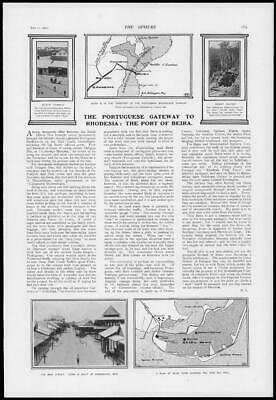 Seller image for 1901 AFRICA Rhodesia Portuguese Gateway Port Beira Tramway Railway Sea Wall(109) for sale by Antique Paper Company