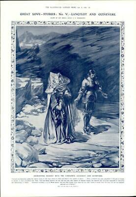 Seller image for 1910 FINE ART Antique Print - Wilmshurst Lancelot Guinevere Lovers Journey (409) for sale by Antique Paper Company