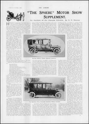 Seller image for 1912 CARS Motor Show Wolseley Limousine Landaulette Lanchester Pullman (345) for sale by Antique Paper Company