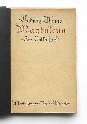 Bild des Verkufers fr Magdalena. Ein Volksstck in drei Aufzgen. zum Verkauf von Buch- und Kunst-Antiquariat Flotow GmbH