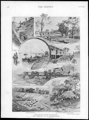 Seller image for 1895 Antique Print - SOUTH AFRICA HOBOKEN MASHONALAND RAILWAY CONSTRUCTION (214) for sale by Antique Paper Company