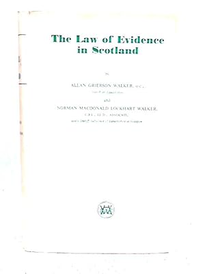 Seller image for The Law of Evidence in Scotland for sale by World of Rare Books