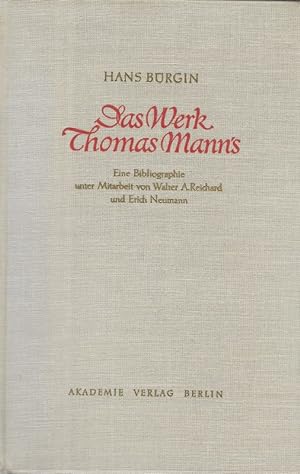 Bild des Verkufers fr Das Werk Thomas Manns Eine Bibliographie zum Verkauf von Flgel & Sohn GmbH