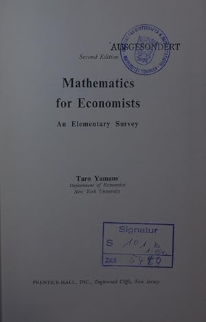 Immagine del venditore per Mathematics for economists. an elementary survey. venduto da Antiquariat Bookfarm