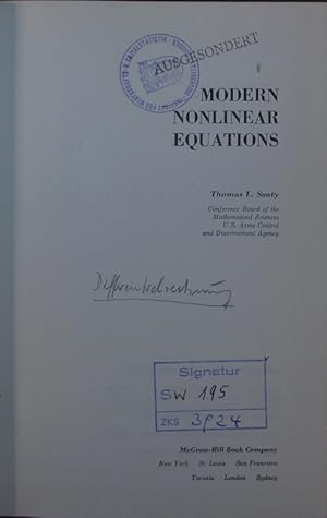 Bild des Verkufers fr Modern nonlinear equations. zum Verkauf von Antiquariat Bookfarm