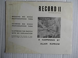 Record II for Roger Shattuck A Happening by Allan Kaprow