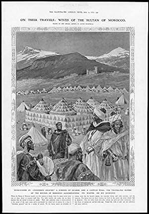 Bild des Verkufers fr 1911 Antique Print - Africa Morocco Sultan Wives Harem Guards Canvas (271) zum Verkauf von Antique Paper Company