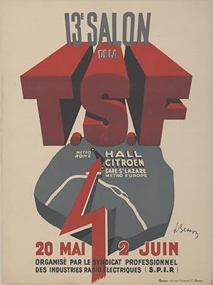 "13e SALON de la T.S.F. / HALL CITROËN PARIS 1938" Affiche originale entoilée / Litho L. BESSON /...