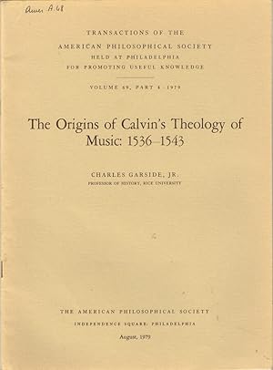 Seller image for The Origins of Calvin's Theology of Music: 1536-1543 for sale by Biblioteca di Babele