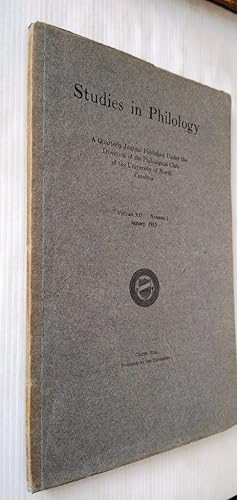 Studies in Philology a Quarterly Journal Volume XII Number 1 January 1915 - Wine, Beere, Ale and ...