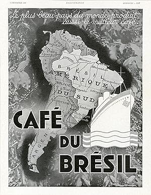 "CAFÉ du BRÉSIL" Annonce originale entoilée parue dans L'ILLUSTRATION du 7/12/1935
