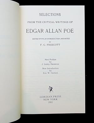Seller image for Selections from the Critical Writings of Edgar Allan Poe for sale by Kuenzig Books ( ABAA / ILAB )