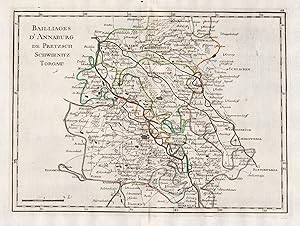 Bild des Verkufers fr Bailliages d Annaburg de Pretzsch Schwienitz Torgaw" - Torgau Pretzsch Schweinitz Jessen Annaburg Herzberg map Karte zum Verkauf von Antiquariat Steffen Vlkel GmbH